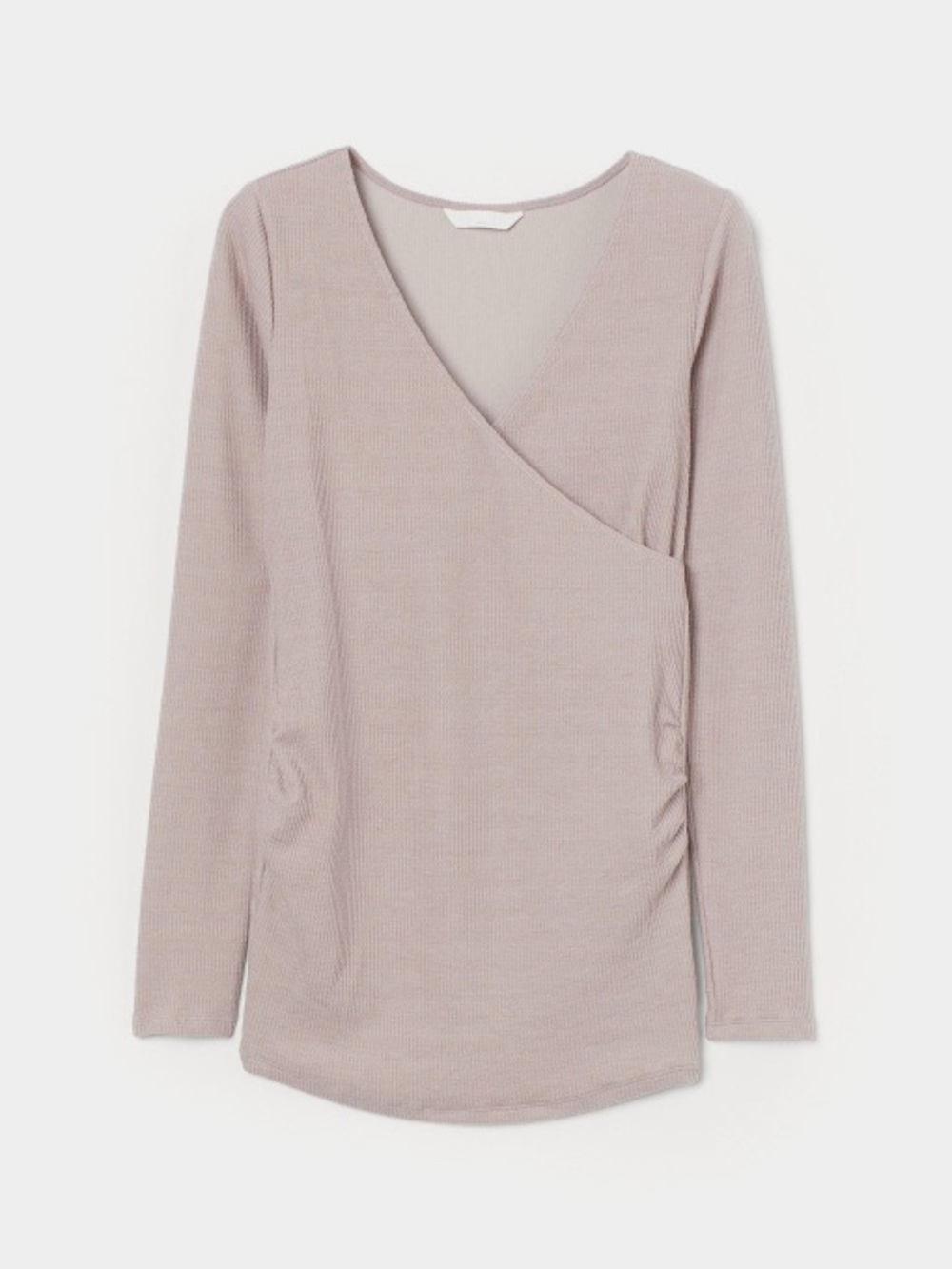 H&M Long-Sleeve Wrap Top in Light Mauve